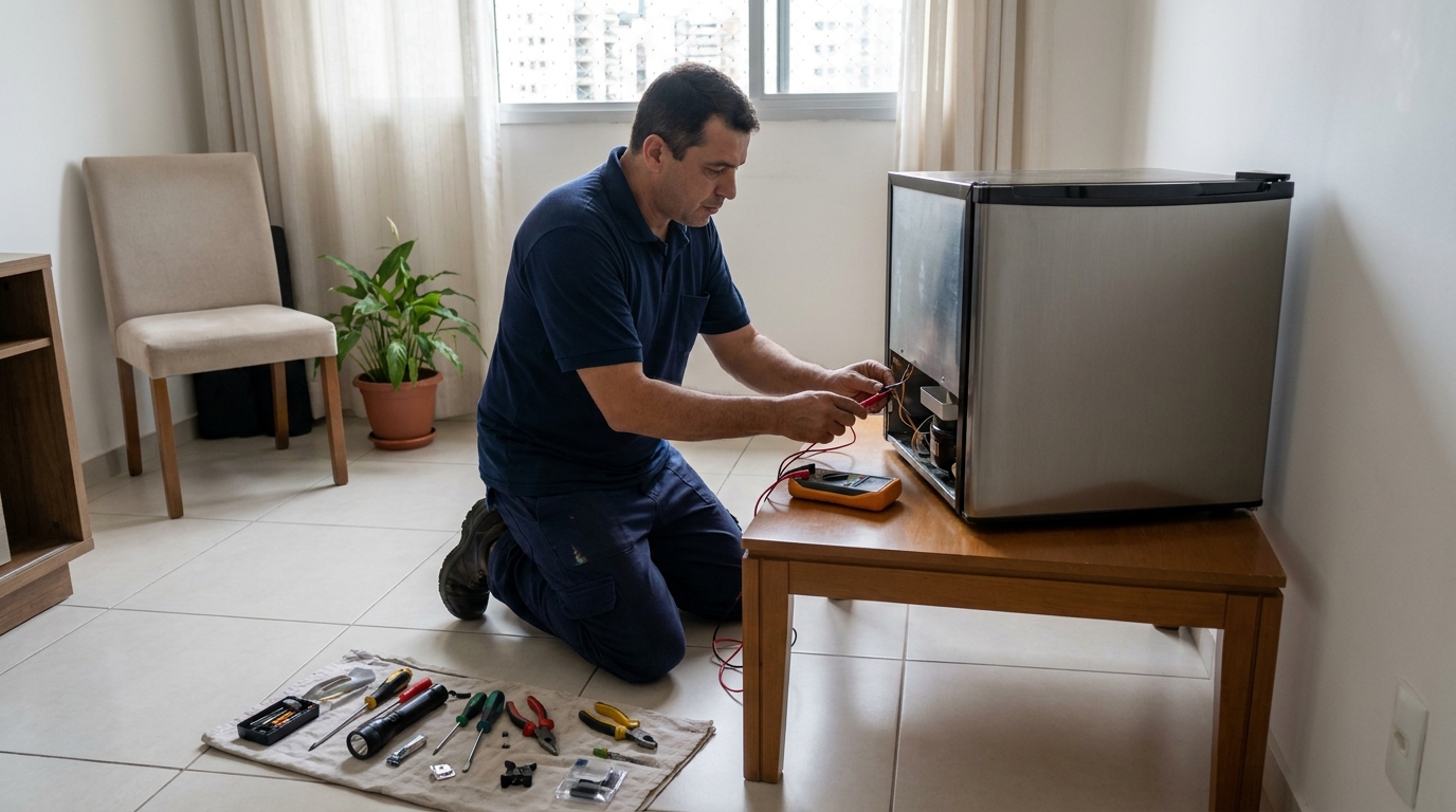 Técnico de conserto de frigobar em residência no Nossa Senhora do Rosário, Caxias do Sul‑RS